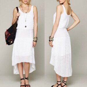 Free People New Romantics It’s My Party Midi High Low Dress S White Sheer Cotton